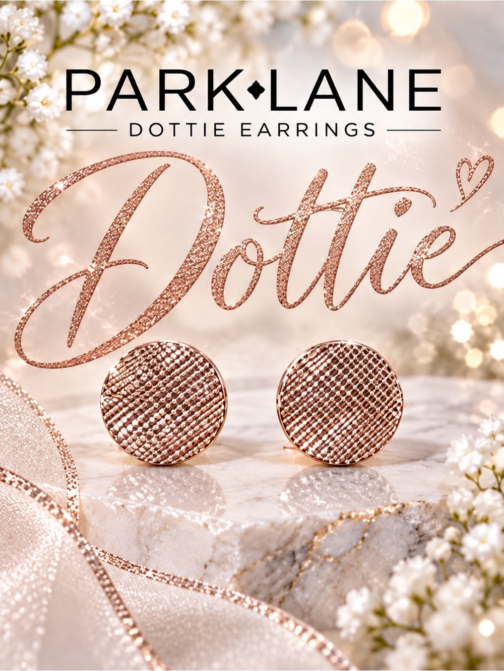 Park Lane Women’s Dottie Rose Gold Mesh Stud Earrings Textured Round Disc Chic